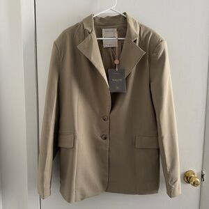 House of CB NWT Aline Mink Tan Beige Oversized Blazer Size Small